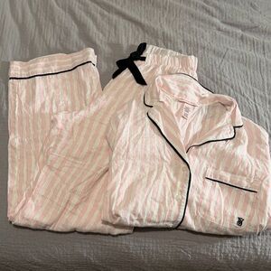 Victoria's Secret Pink and White Striped Pajama Set